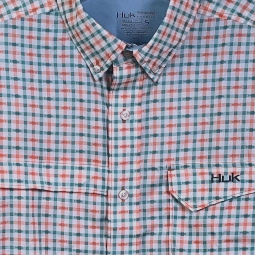 Huk Performance Blue Peach Fish Graphic Short Sleeve Shirt Size Small - Picture 2 of 4